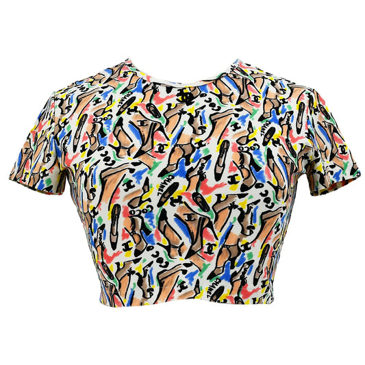 Chanel 1995 spring shoe-print cropped T-shirt #40