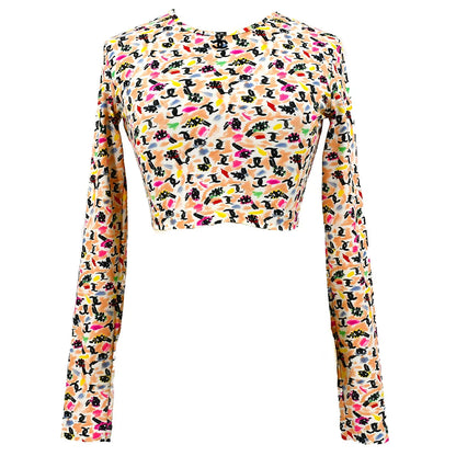 Chanel 1995 spring shoe-print cropped T-shirt #40