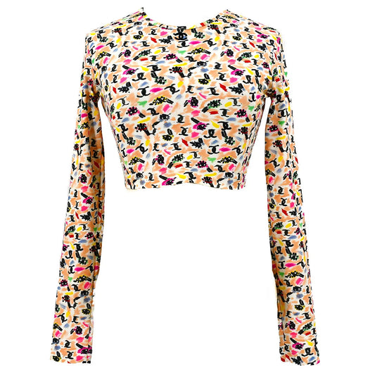 Chanel 1995 spring shoe-print cropped T-shirt #40