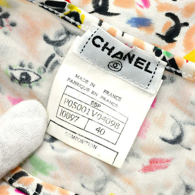 Chanel 1995 spring shoe-print cropped T-shirt #40