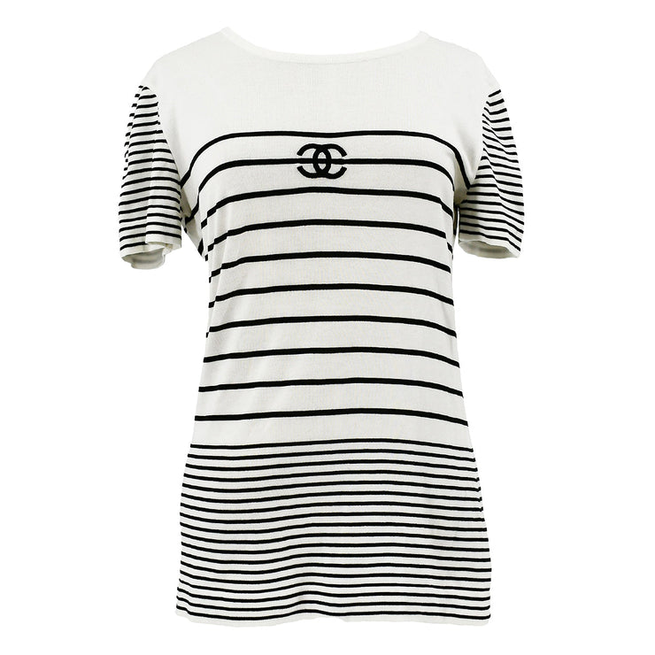 Chanel CC logo print striped T-shirt #40