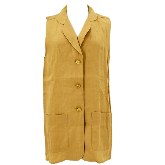 Chanel button-front linen waistcoat #38