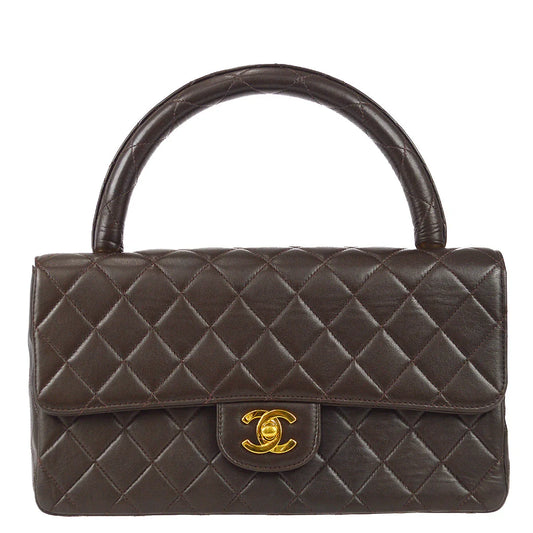 Chanel 1994-1996Classic Single Flap Medium Handbag Brown Lambskin