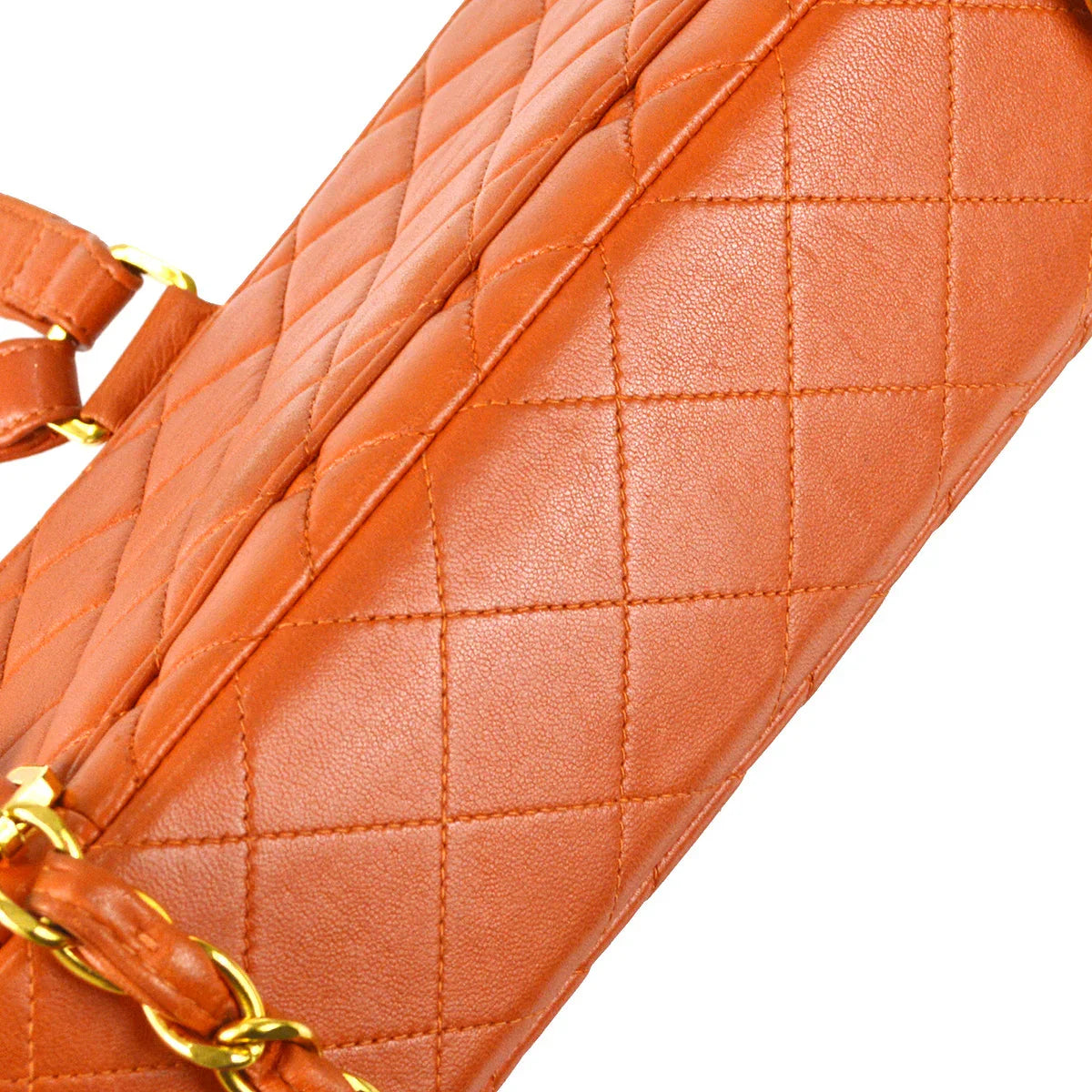 Chanel 1996-1997 Classic Flap Chain Backpack Orange Lambskin