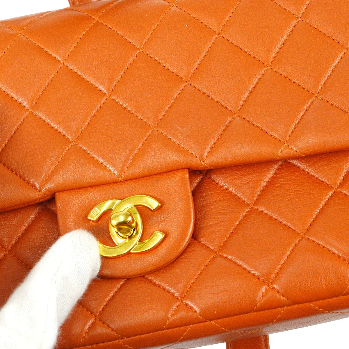 Chanel 1996-1997 Classic Flap Chain Backpack Orange Lambskin