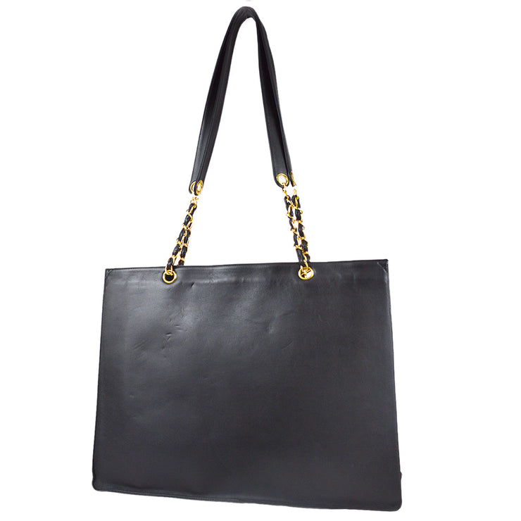 Chanel 1996-1997 Tote 40 Black Lambskin