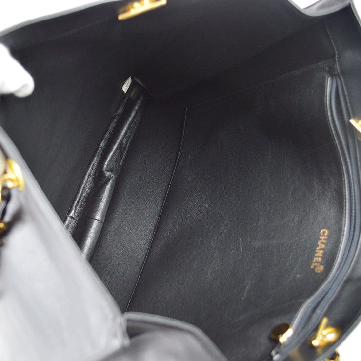 Chanel 1996-1997 Tote 40 Black Lambskin