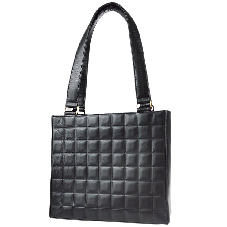 Chanel 2001-2003 Choco Bar Tote Handbag Black Lambskin