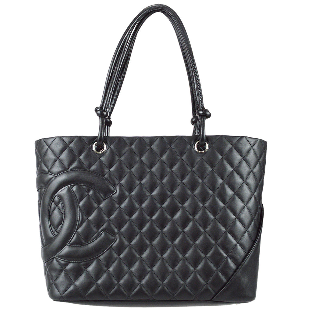 Chanel Beige and Black Quilted Calfskin Cambon Tote