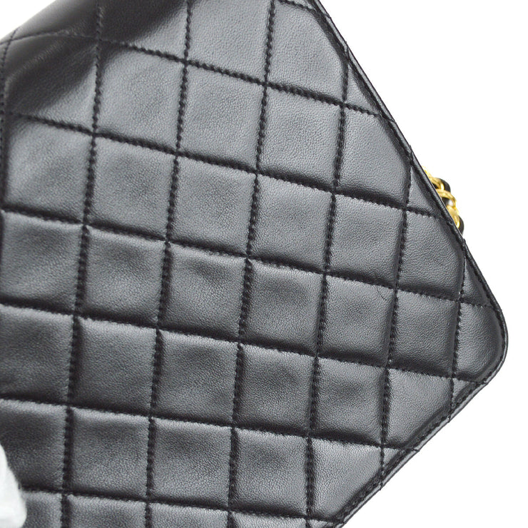 Chanel 1997-1999 Pushlock Half Flap Small Black Lambskin