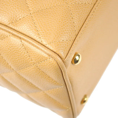 Chanel 2003-2004 Bowling Bag 37 Beige Caviar