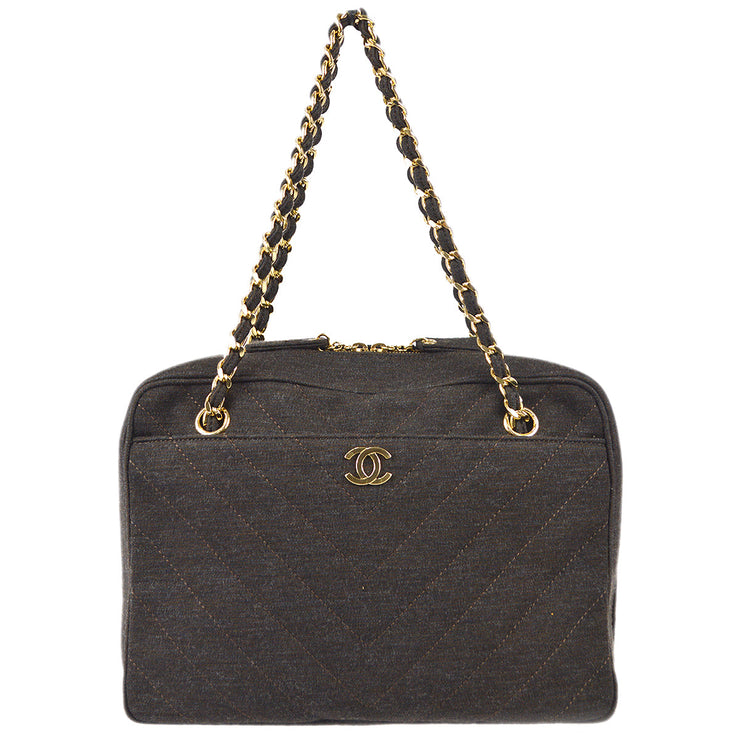 Chanel CHANEL Chevron V Stitch Double Chain Shoulder Bag Leather