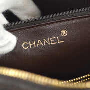 Chanel 2000-2001 Chevron Chain Handbag Dark Brown Cotton