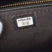 Chanel 2000-2001 Chevron Chain Handbag Dark Brown Cotton