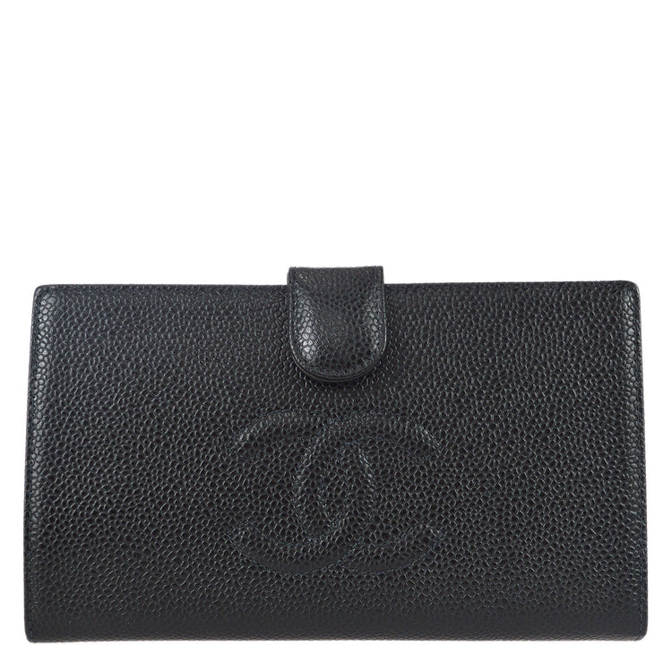 Chanel 2004-2005 Long Wallet Black Caviar