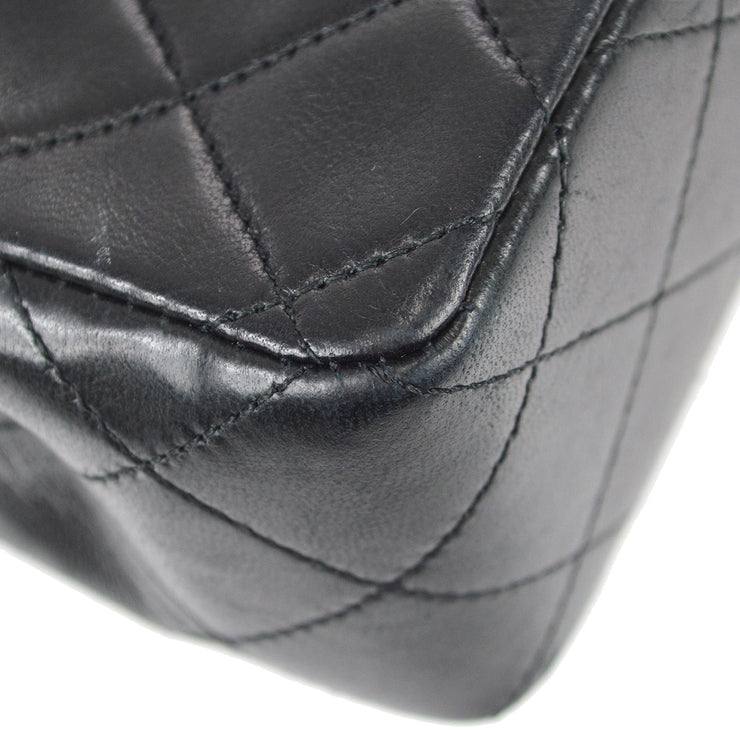 Chanel 1989-1991 Classic Flap Mini Square Chain Shoulder Bag Black