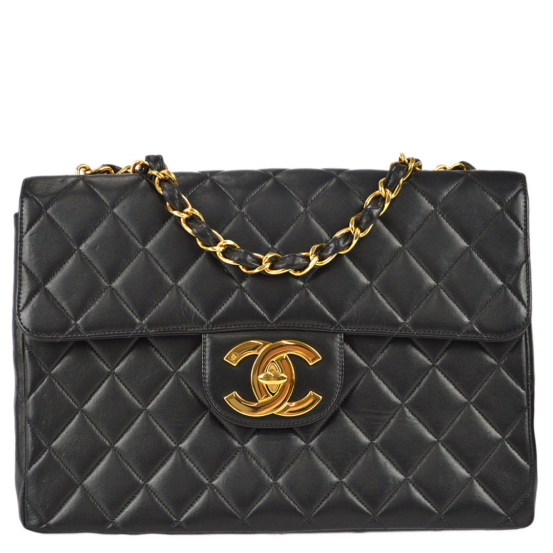 Chanel 1996-1997 Classic Flap Jumbo Chain Shoulder Bag Black Lambskin –  AMORE Vintage Tokyo