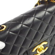 Chanel 1996-1997 Classic Flap Jumbo Chain Shoulder Bag Black Lambskin