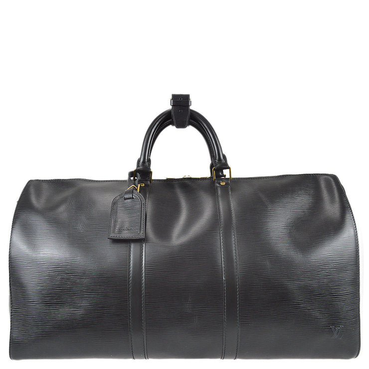 Louis Vuitton Black Epi Leather Noir Keepall 50 Duffle Bag
