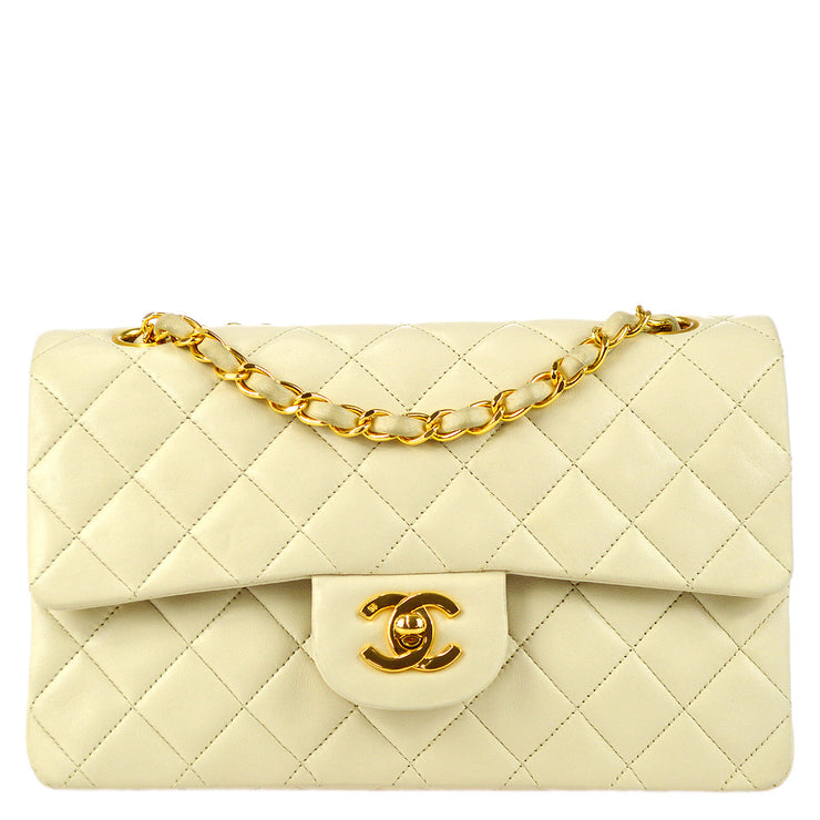 Chanel 2000-2001 Classic Double Flap Small Shoulder Bag Beige Lambskin –  AMORE Vintage Tokyo