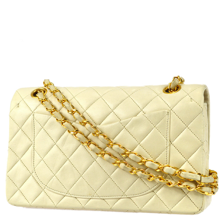 Chanel Beige Quilted Lambskin Classic Double Flap Small