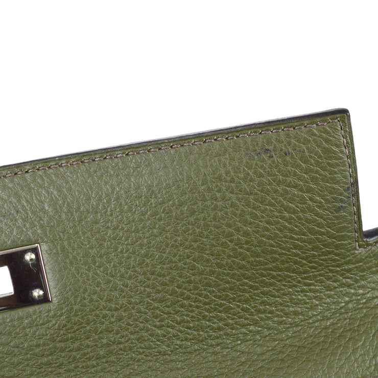 Hermes Kelly 28 Retourne 2way Handbag Green Taurillon Clemence □K