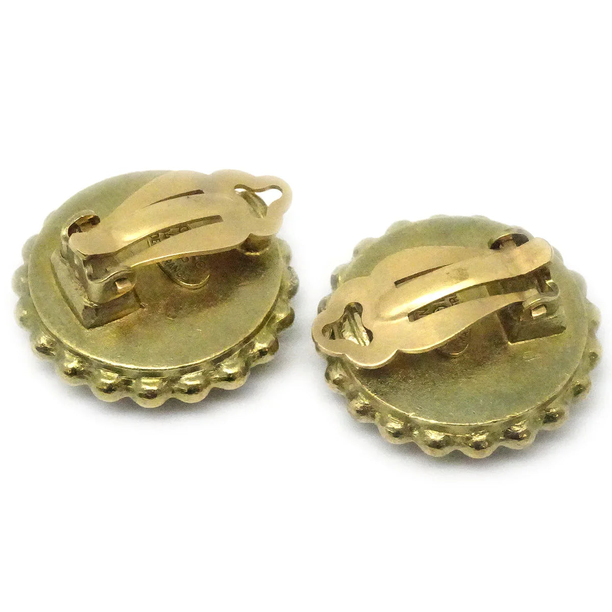 Chanel 1994 Black & Gold CC Earrings Clip-On