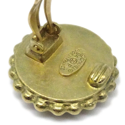 Chanel 1994 Black & Gold CC Earrings Clip-On