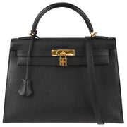 Hermes 2004 Kelly 32 Sellier Black Ardennes