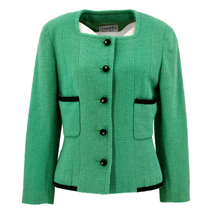Chanel Collarless Jacket Green 22 #34 – AMORE Vintage Tokyo