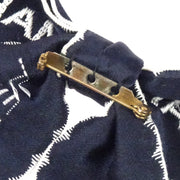 Chanel Bow Brooch Pin Dark Navy