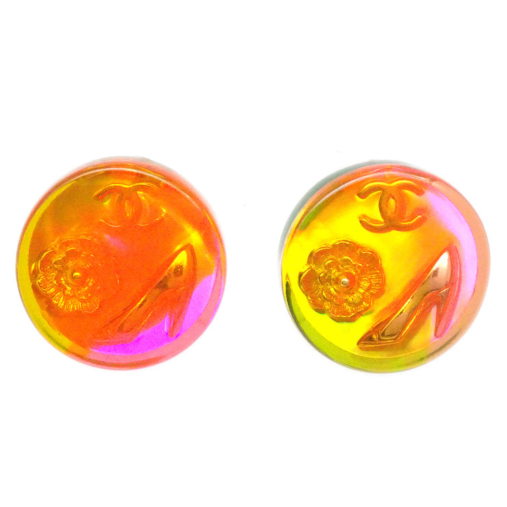 Chanel Button Earrings Clip-On Multicolor 97A