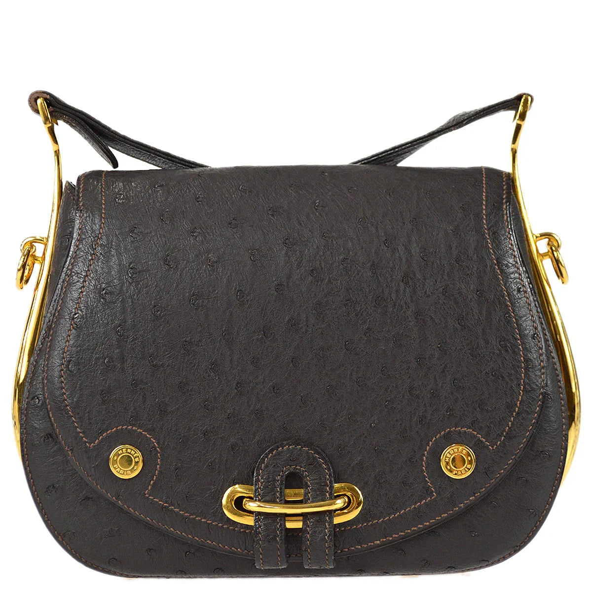 Hermes * 1980 Passe Guide Brown Ostrich