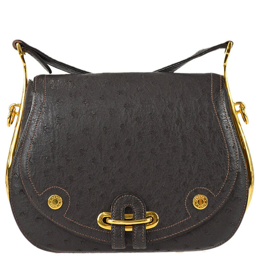 Hermes * 1980 Passe Guide Brown Ostrich