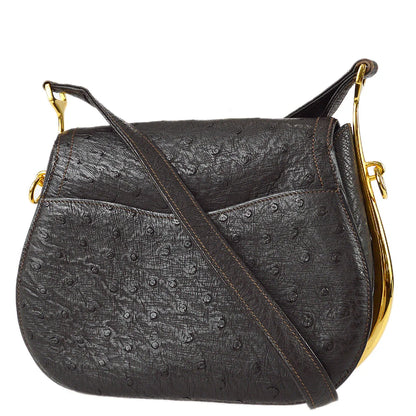 Hermes * 1980 Passe Guide Brown Ostrich