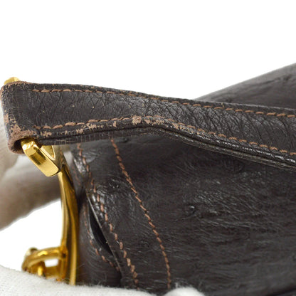 Hermes * 1980 Passe Guide Brown Ostrich