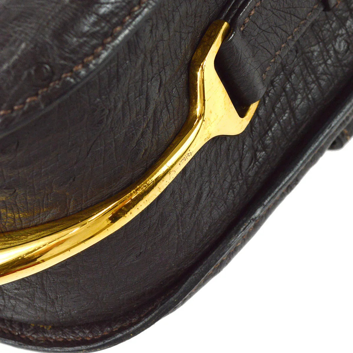Hermes * 1980 Passe Guide Brown Ostrich