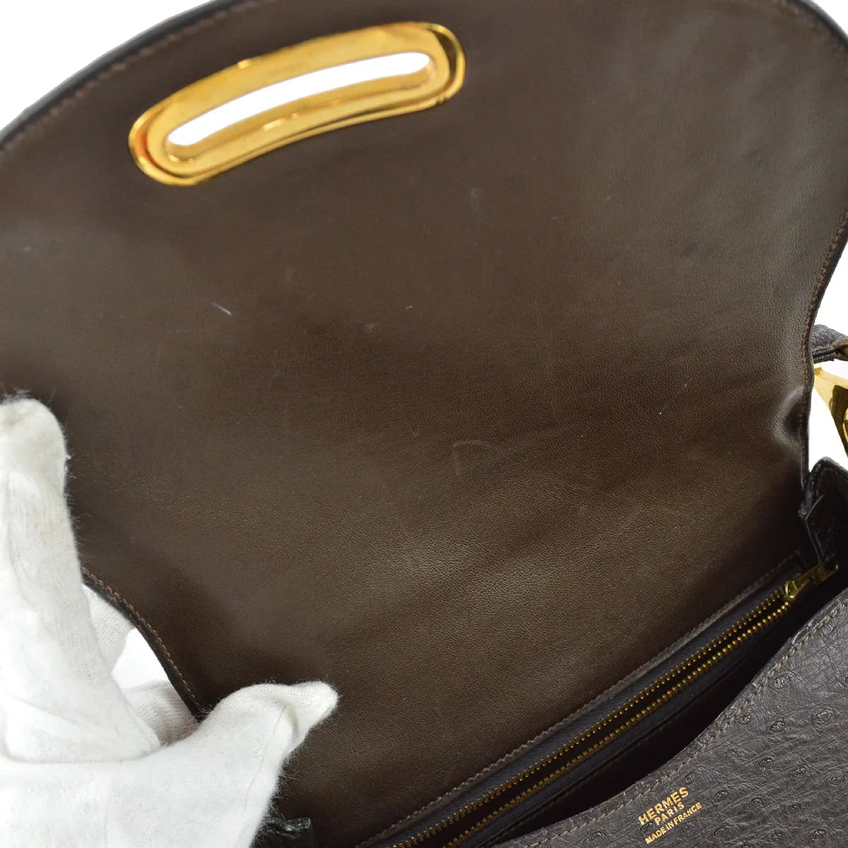 Hermes * 1980 Passe Guide Brown Ostrich