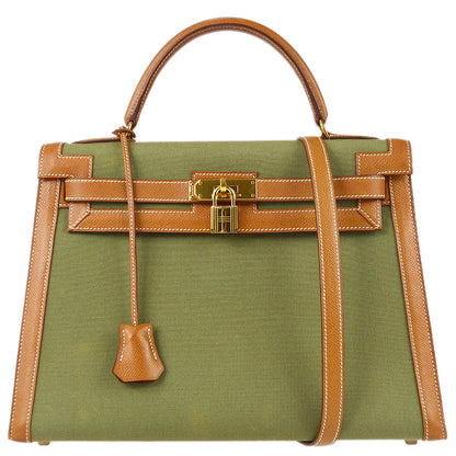 Hermes * 1995 Kelly 32 Sellier Toile H Courchevel
