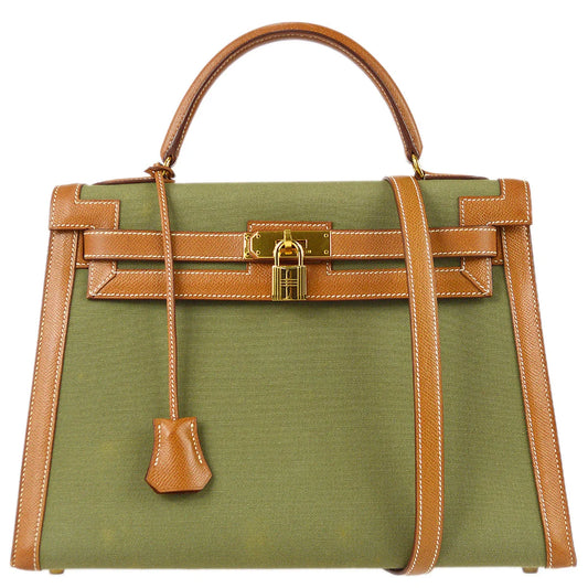 Hermes * 1995 Kelly 32 Sellier Toile H Courchevel