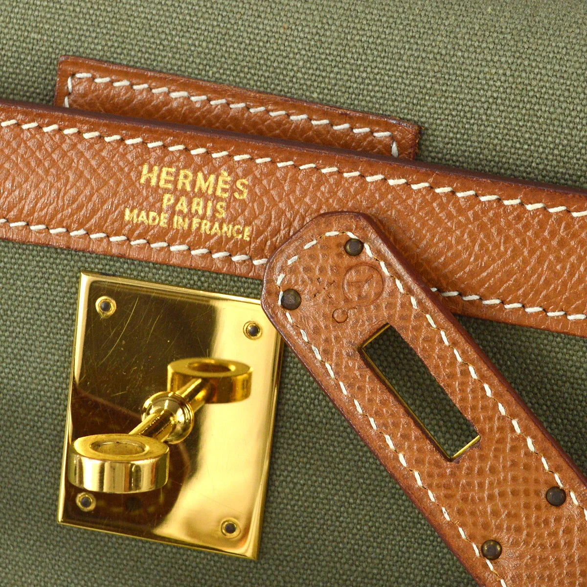 Hermes * 1995 Kelly 32 Sellier Toile H Courchevel