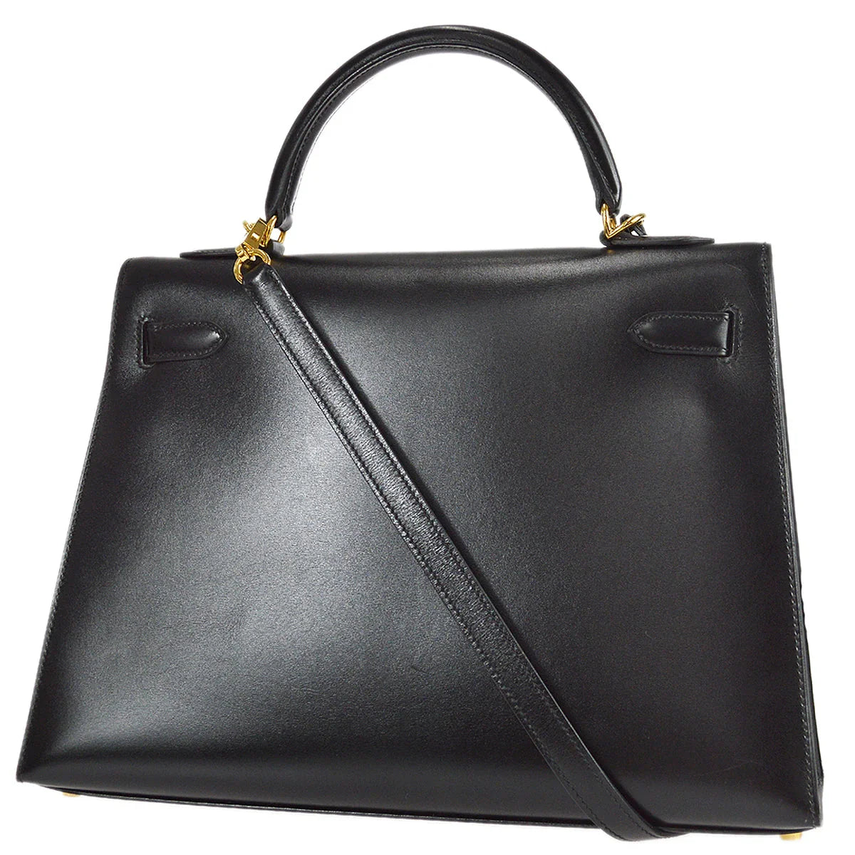 Hermes * 2004 Kelly 32 Guilloche Sellier Black Box Calf