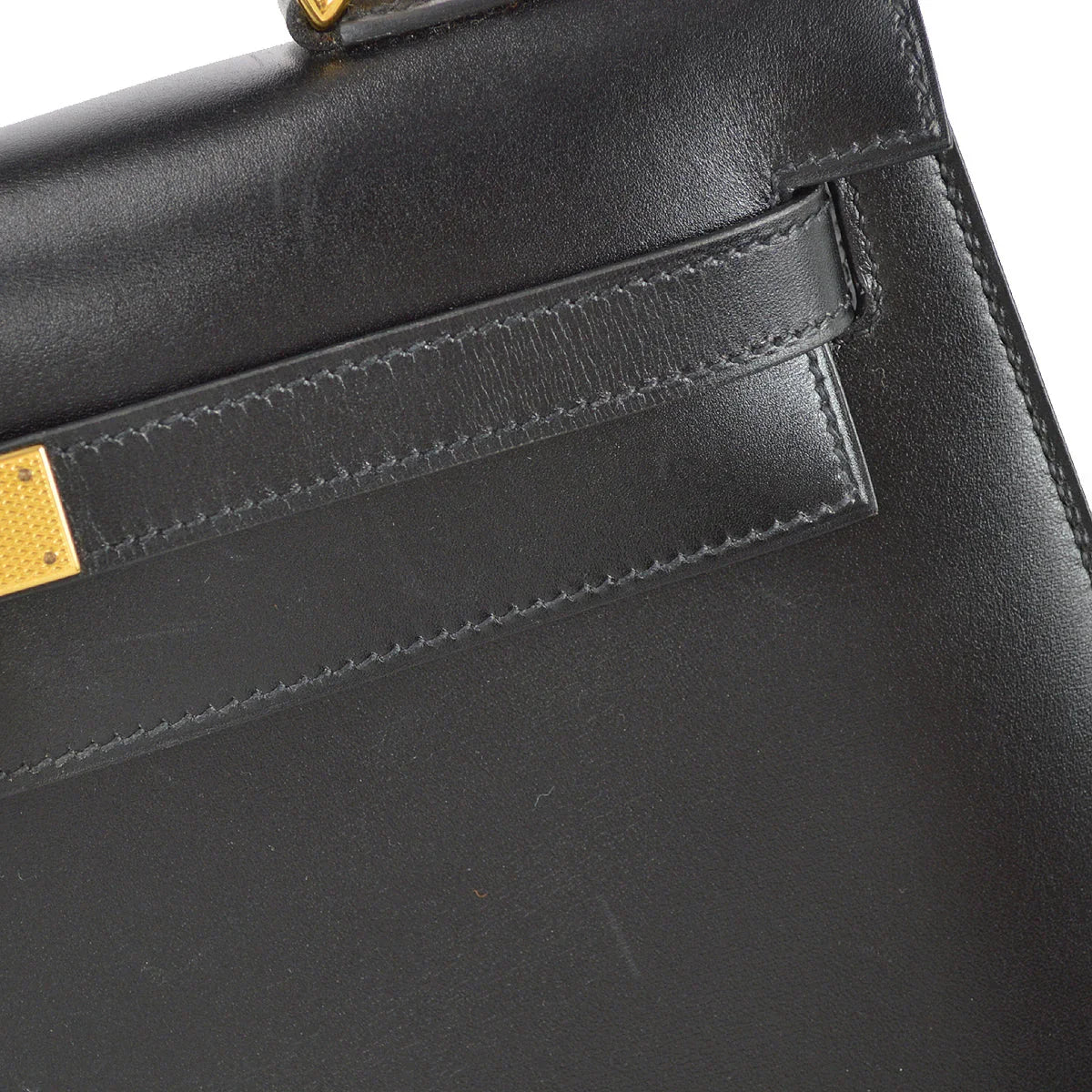 Hermes * 2004 Kelly 32 Guilloche Sellier Black Box Calf