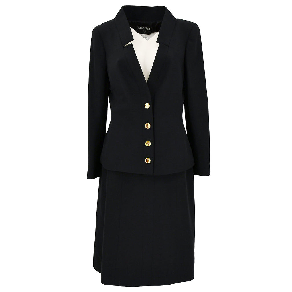 Chanel Setup Suit Jacket Skirt Black 01P #44
