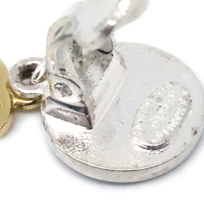 Chanel Medallion Dangle Earrings Gold Silver Clip-On 97P