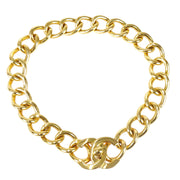 Chamel Turnlock Chain Pendant Necklace Gold 96P