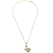 Chanel Heart Chain Pendant Necklace Rhinestone Gold 02P