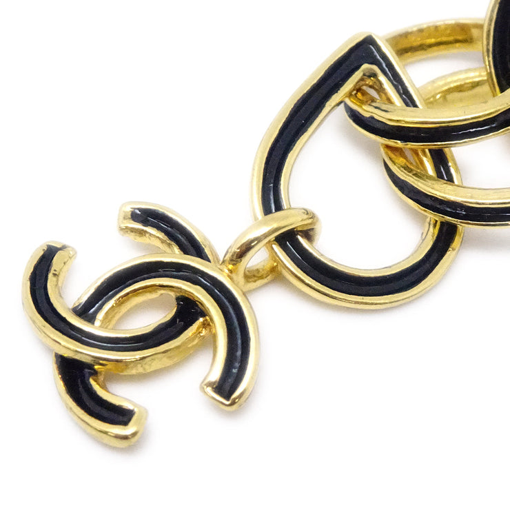 Chanel Dangle Earrings Clip-On Black 95P