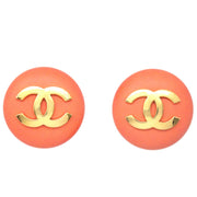 Chanel Button Earrings Clip-On Orange 24