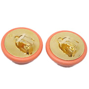 Chanel Button Earrings Clip-On Orange 24